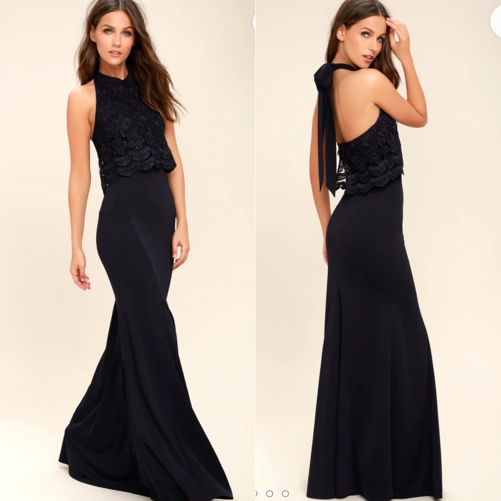 Lulus Sociable Lace Halter Dress